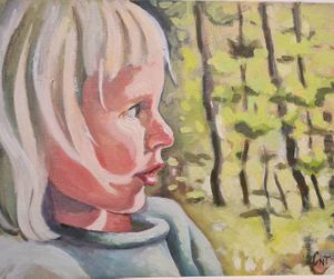 porträttmålning barn olja
